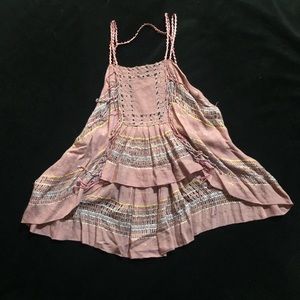 Free People Fringe Glitter Open Back Tank